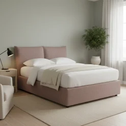 Letto Matrimoniale Rosa Antico Sfoderabile Contenitore, Dimensione Materasso 160x190 cm - Calcio