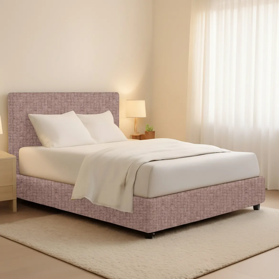 Letto Matrimoniale Rosa Antico Sfoderabile Contenitore, Dimensione Materasso 160x190 cm - Issime