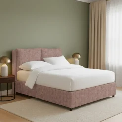 Letto Matrimoniale Rosa Antico Sfoderabile Contenitore, Dimensione Materasso 160x190 cm - Riesi