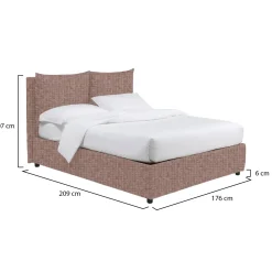 Letto Matrimoniale Rosa Antico Sfoderabile Contenitore, Dimensione Materasso 160x200 cm - Frinco