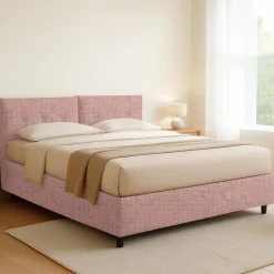 Letto Matrimoniale Rosa Sfoderabile Contenitore, Dimensione Materasso 160x190 cm - Lioni