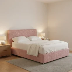 Letto Matrimoniale Rosa Sfoderabile Contenitore, Dimensione Materasso 160x200 cm - Melilli