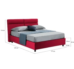 Letto Matrimoniale Rosso Sfoderabile Contenitore, Dimensione Materasso 160x190 cm Made in Italy - Arex