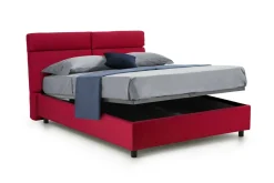 Letto Matrimoniale Rosso Sfoderabile Contenitore, Dimensione Materasso 160x190 cm Made in Italy - Arex
