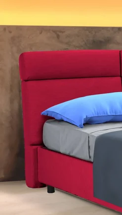 Letto Matrimoniale Rosso Sfoderabile Contenitore, Dimensione Materasso 160x190 cm Made in Italy - Arex