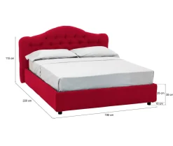 Letto Matrimoniale Rosso Sfoderabile Contenitore, Dimensione Materasso 160x200 cm Made in Italy - Aly