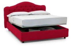 Letto Matrimoniale Rosso Sfoderabile Contenitore, Dimensione Materasso 160x200 cm Made in Italy - Aly
