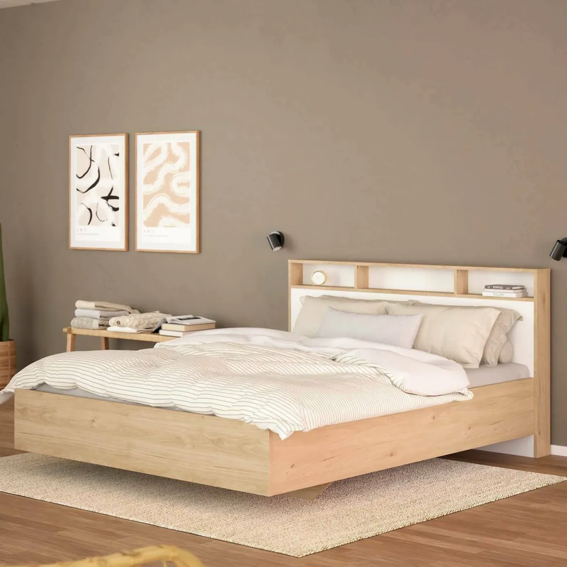Letto matrimoniale rovere e bianco 169x216cm - Rose