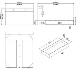 Letto matrimoniale rovere e bianco 169x216cm rivestimento in ecopelle - Enteng