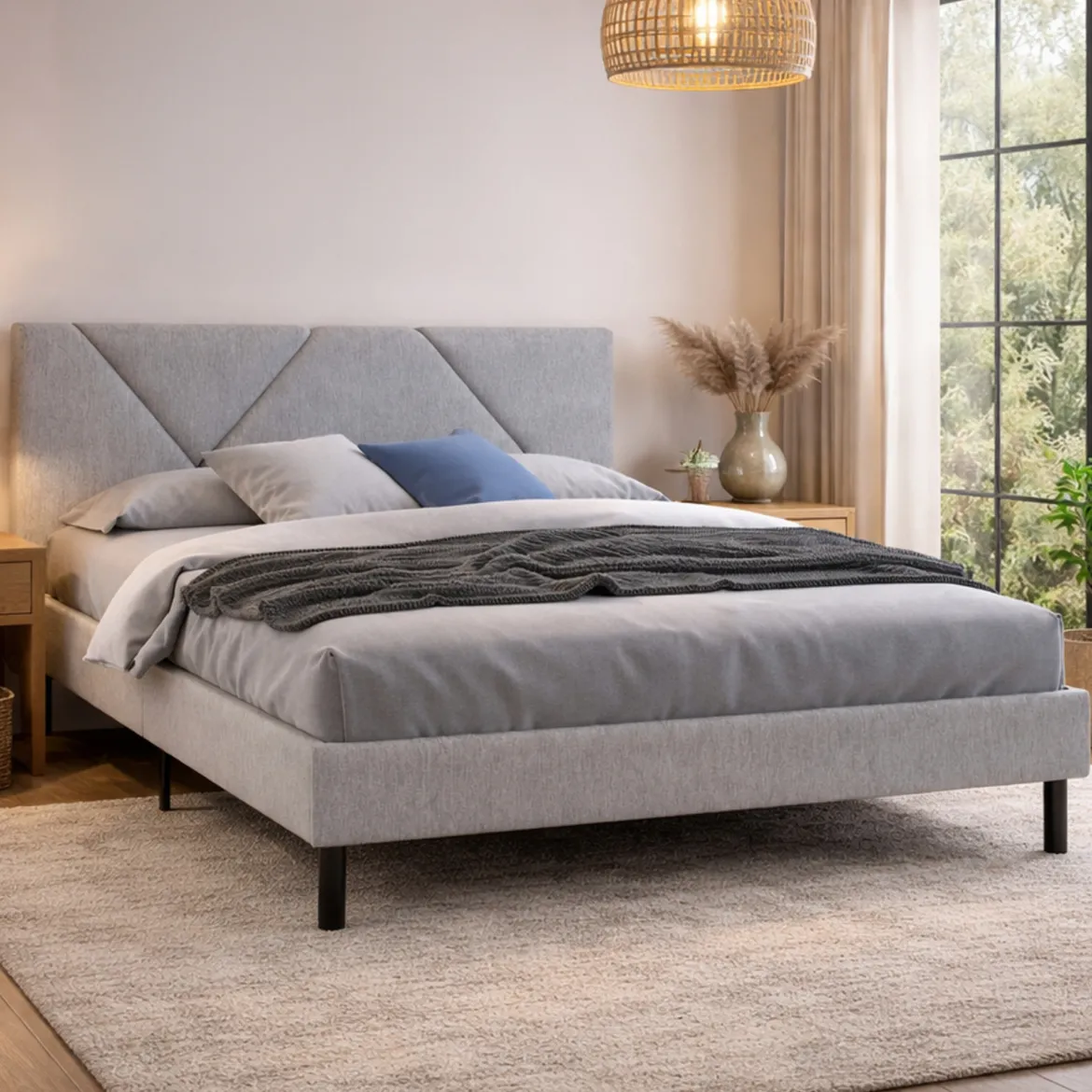 Letto matrimoniale tortora 169x204cm imbottito - Morpheus