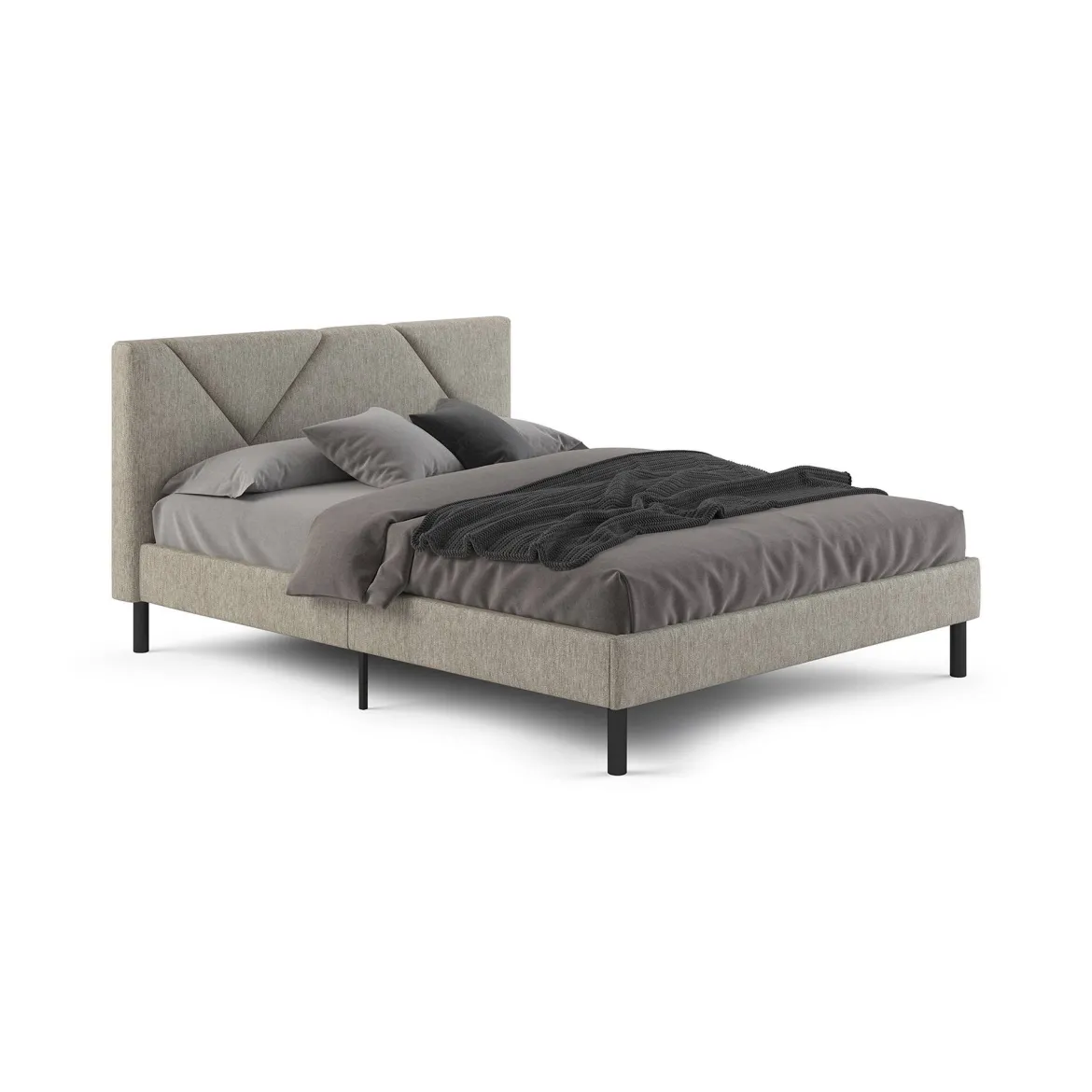 Letto matrimoniale tortora 169x204cm imbottito - Morpheus