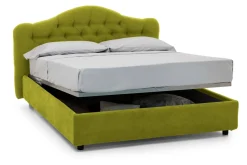 Letto Matrimoniale Verde Materasso Incluso Sfoderabile, Contenitore Made in Italy - Allik