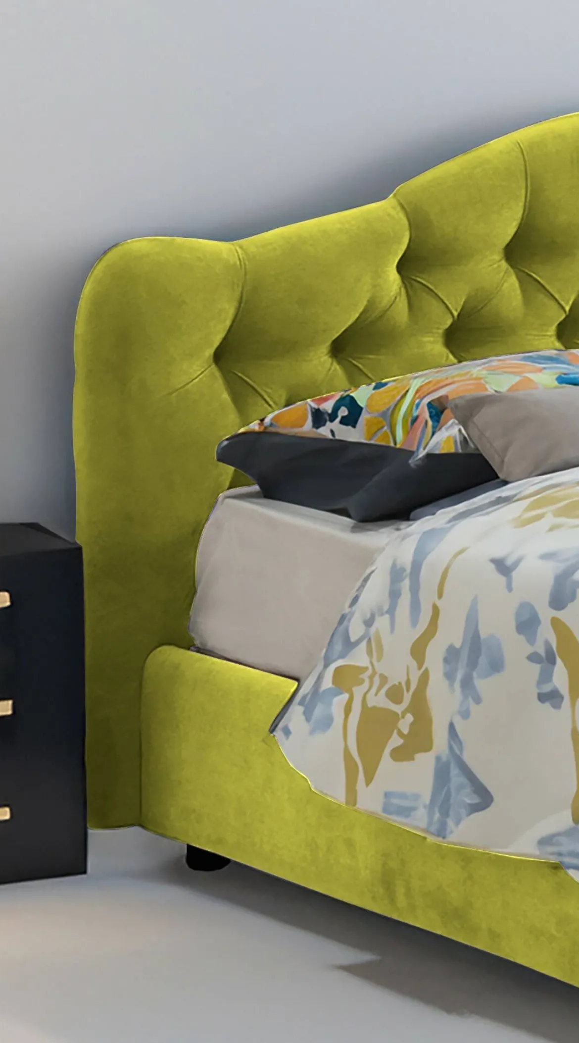 Letto Matrimoniale Verde Materasso Incluso Sfoderabile, Contenitore Made in Italy - Allik