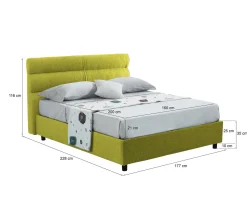 Letto Matrimoniale Verde Materasso Incluso Sfoderabile, Contenitore Made in Italy - Briatico