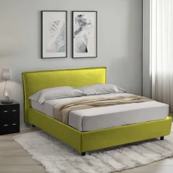 Letto Matrimoniale Verde Materasso Incluso Sfoderabile, Contenitore Made in Italy - Bruzolo