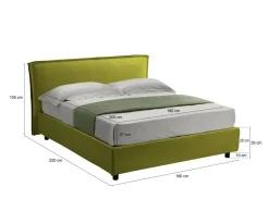 Letto Matrimoniale Verde Materasso Incluso Sfoderabile, Contenitore Made in Italy - Bruzolo