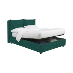 Letto Matrimoniale Verde Petrolio Sfoderabile Contenitore, Dimensione Materasso 160x190 cm - Riesi