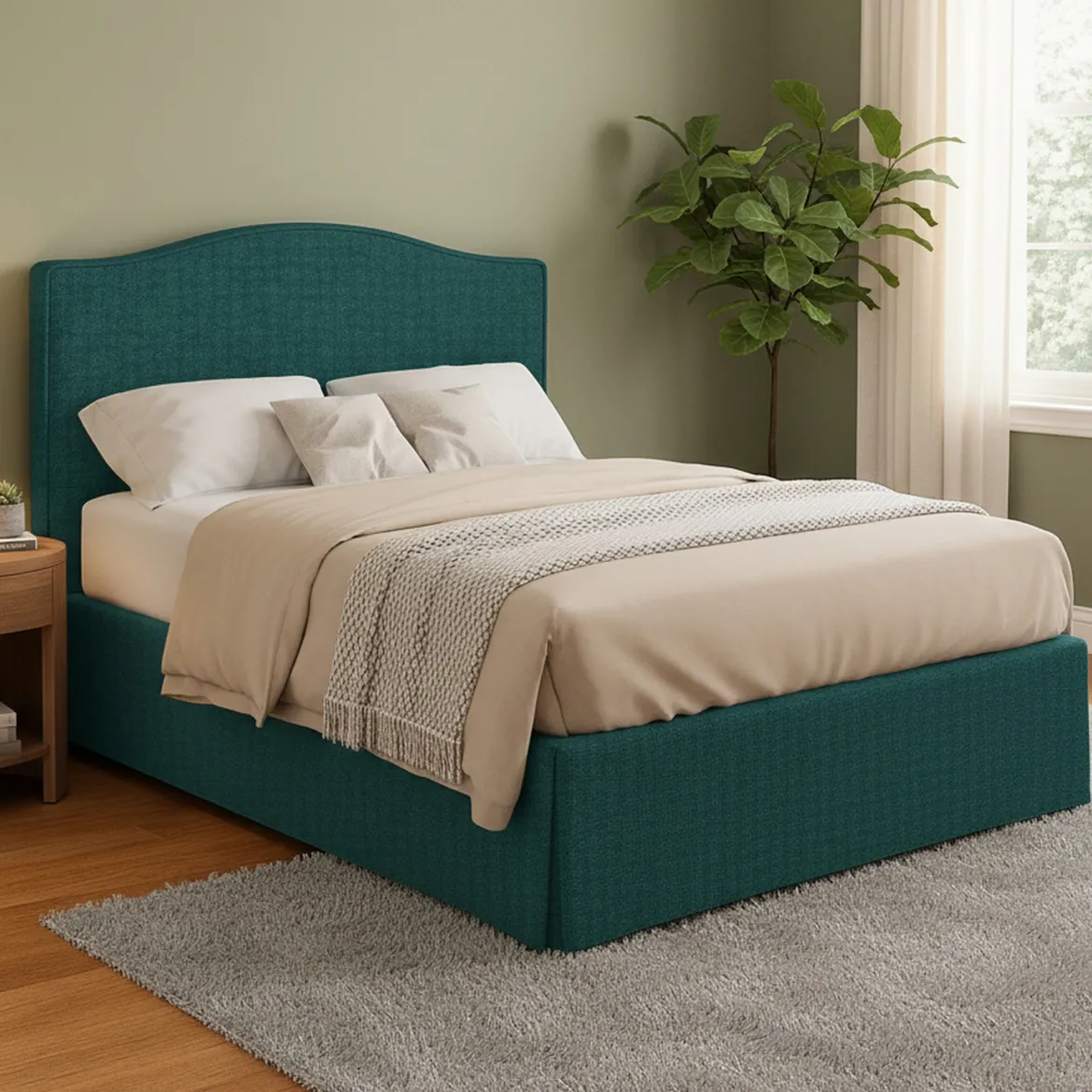 Letto Matrimoniale Verde Petrolio Sfoderabile Contenitore, Dimensione Materasso 160x200 cm - Argentina