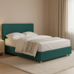 Letto Matrimoniale Verde Petrolio Sfoderabile Contenitore, Dimensione Materasso 160x200 cm - Lenta