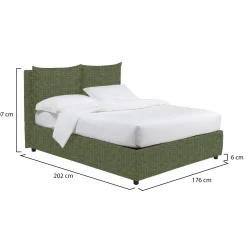Letto Matrimoniale Verde Sfoderabile Contenitore, Dimensione Materasso 160x190 cm - Riesi