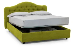 Letto Matrimoniale Verde Sfoderabile Contenitore, Dimensione Materasso 160x190 cm Made in Italy - Brienno