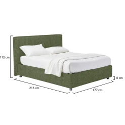 Letto Matrimoniale Verde Sfoderabile Contenitore, Dimensione Materasso 160x200 cm - Melilli