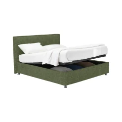 Letto Matrimoniale Verde Sfoderabile Contenitore, Dimensione Materasso 160x200 cm - Melilli