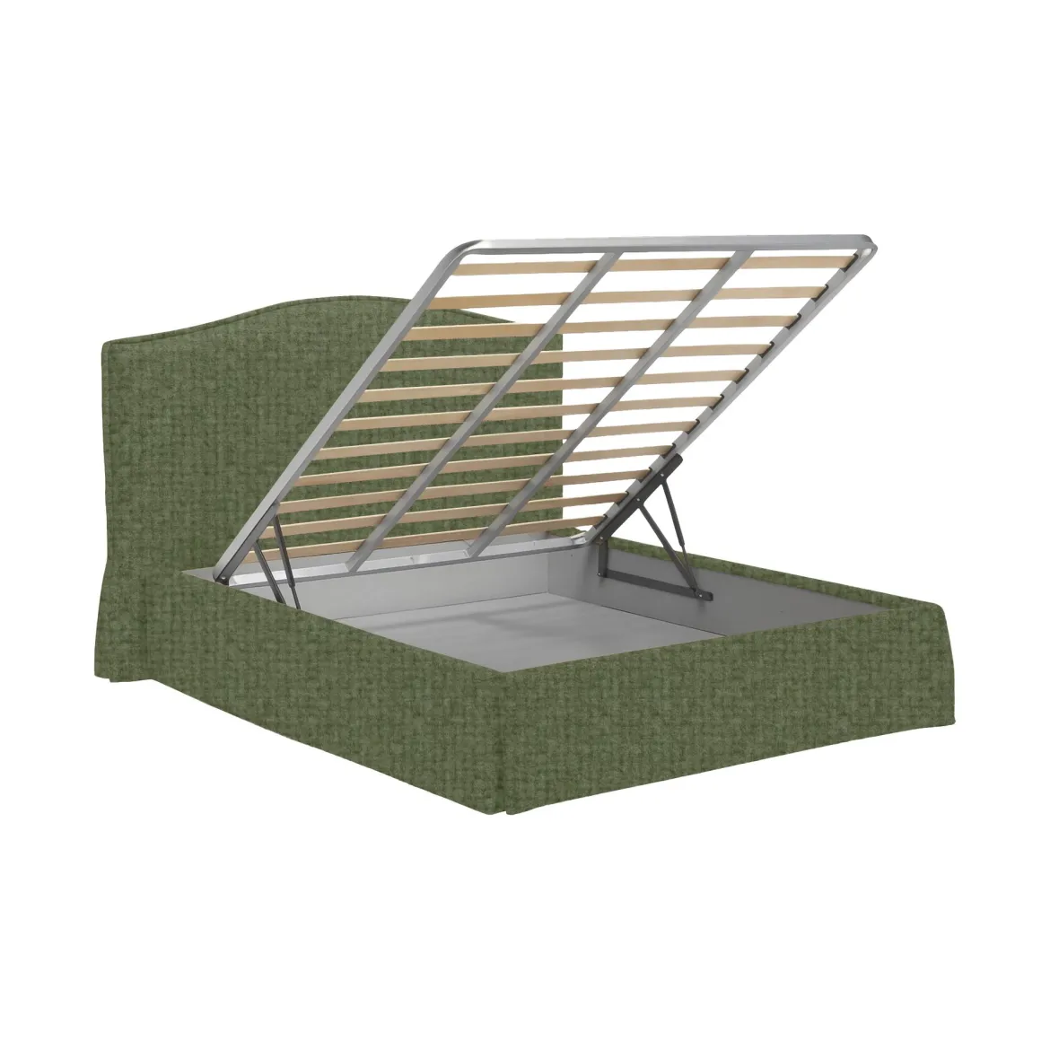 Letto Matrimoniale Verde Sfoderabile Contenitore, Dimensione Materasso 160x200 cm - Orgiano