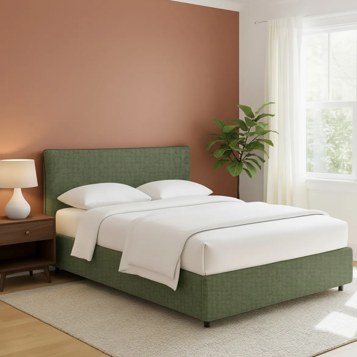 Letto Matrimoniale Verde Sfoderabile Contenitore, Dimensione Materasso 160x200 cm - Rozzone