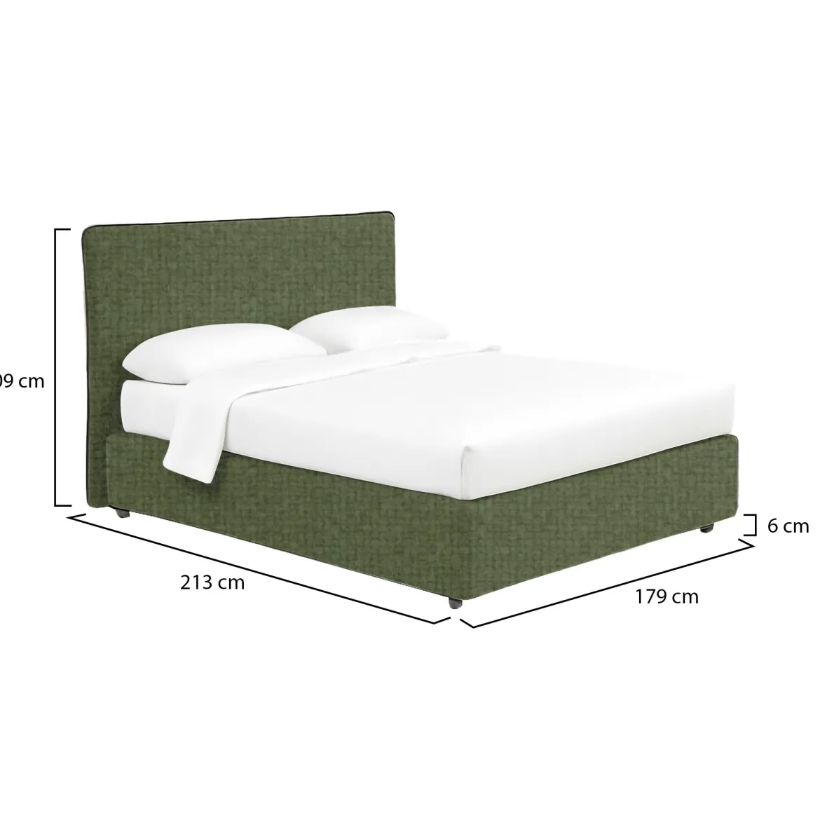 Letto Matrimoniale Verde Sfoderabile Contenitore, Dimensione Materasso 160x200 cm - Rozzone