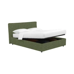 Letto Matrimoniale Verde Sfoderabile Contenitore, Dimensione Materasso 160x200 cm - Rozzone