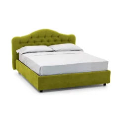 Letto Matrimoniale Verde Sfoderabile Contenitore, Dimensione Materasso 160x200 cm Made in Italy - Aly