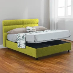 Letto Matrimoniale Verde Sfoderabile Contenitore, Dimensione Materasso 160x200 cm Made in Italy - Bubbio