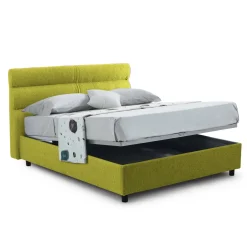 Letto Matrimoniale Verde Sfoderabile Contenitore, Dimensione Materasso 160x200 cm Made in Italy - Bubbio