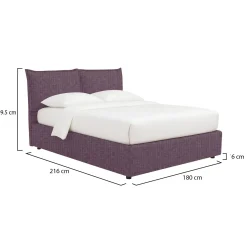 Letto Matrimoniale Viola Lilla Sfoderabile Contenitore, Dimensione Materasso 160x190 cm - Colere