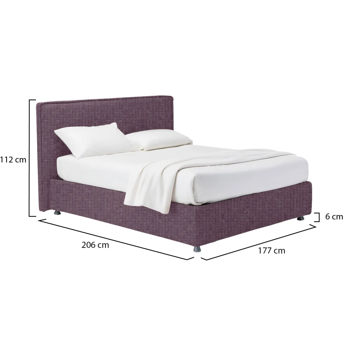 Letto Matrimoniale Viola Lilla Sfoderabile Contenitore, Dimensione Materasso 160x190 cm - Fasanella