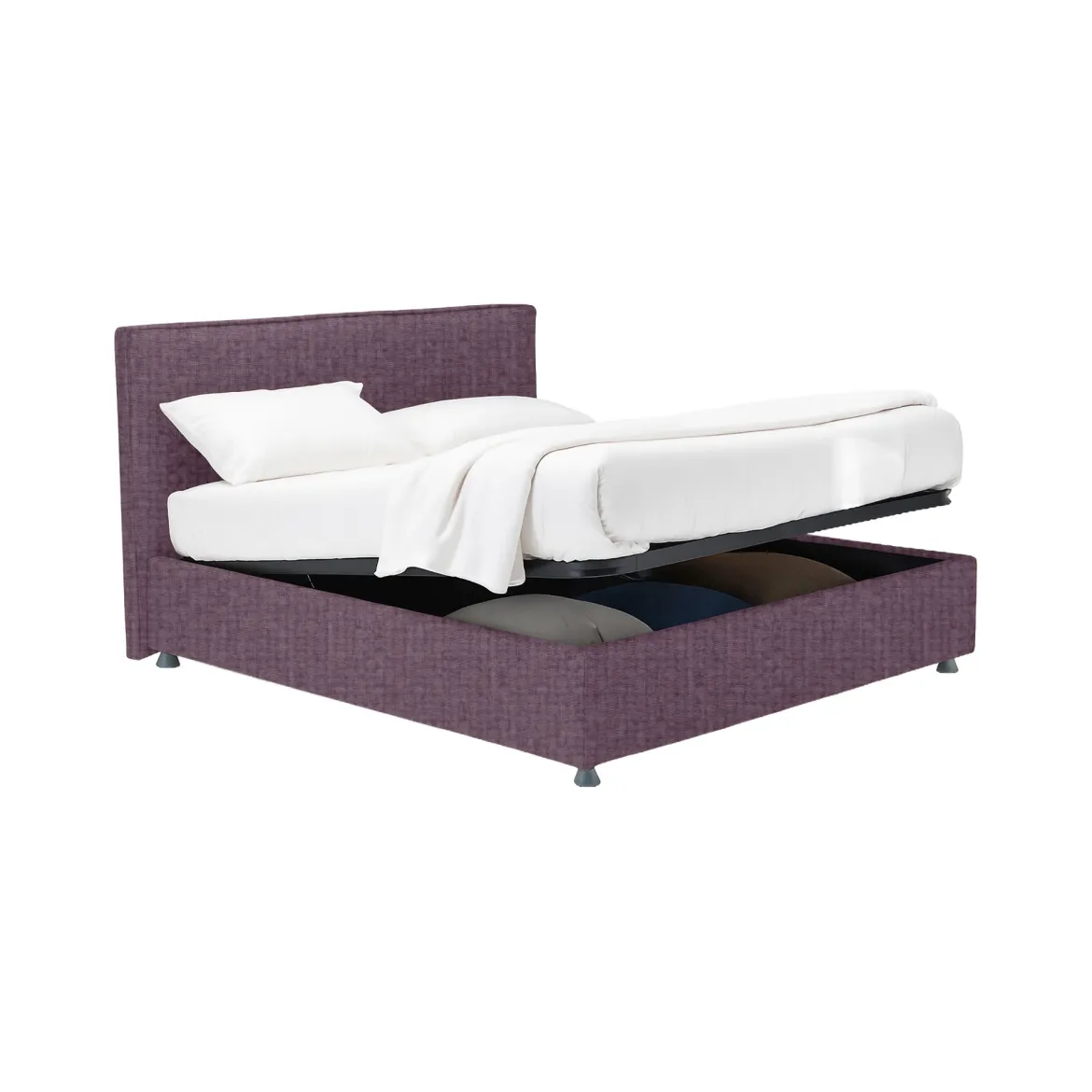Letto Matrimoniale Viola Lilla Sfoderabile Contenitore, Dimensione Materasso 160x200 cm - Lenta