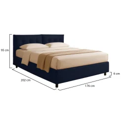 Letto Matrimoniale Viola Scuro Sfoderabile Contenitore, Dimensione Materasso 160x190 cm - Levice