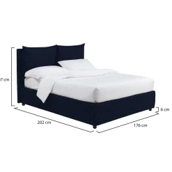 Letto Matrimoniale Viola Scuro Sfoderabile Contenitore, Dimensione Materasso 160x190 cm - Soliera