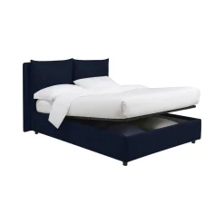 Letto Matrimoniale Viola Scuro Sfoderabile Contenitore, Dimensione Materasso 160x190 cm - Soliera