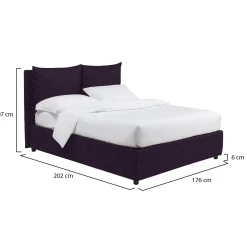 Letto Matrimoniale Viola Sfoderabile Contenitore, Dimensione Materasso 160x190 cm - Soliera
