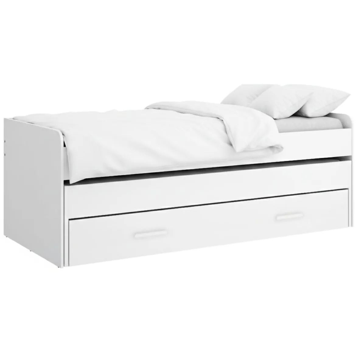 Letto per Bambini Bianco Contenitore Letto Superiore Adatto a Rete 90x200 cm Senza Piedini, Letto Inferiore Rete non Necessaria, - Glorenza