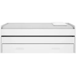 Letto per Bambini Bianco Contenitore Letto Superiore Adatto a Rete 90x200 cm Senza Piedini, Letto Inferiore Rete non Necessaria, - Glorenza