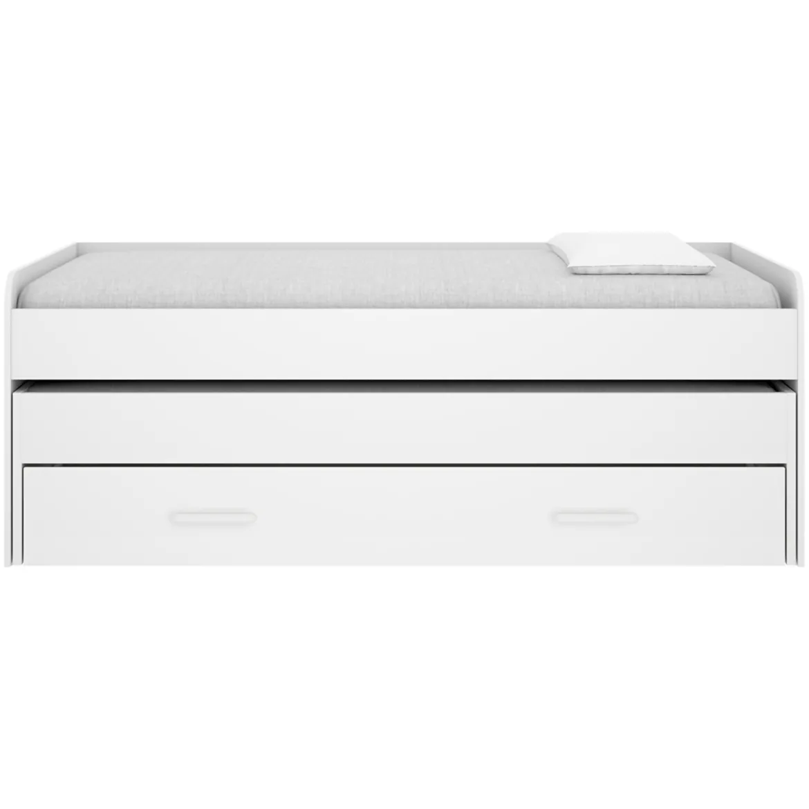 Letto per Bambini Bianco Contenitore Letto Superiore Adatto a Rete 90x200 cm Senza Piedini, Letto Inferiore Rete non Necessaria, - Glorenza