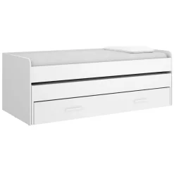 Letto per Bambini Bianco Contenitore Letto Superiore Adatto a Rete 90x200 cm Senza Piedini, Letto Inferiore Rete non Necessaria, - Glorenza