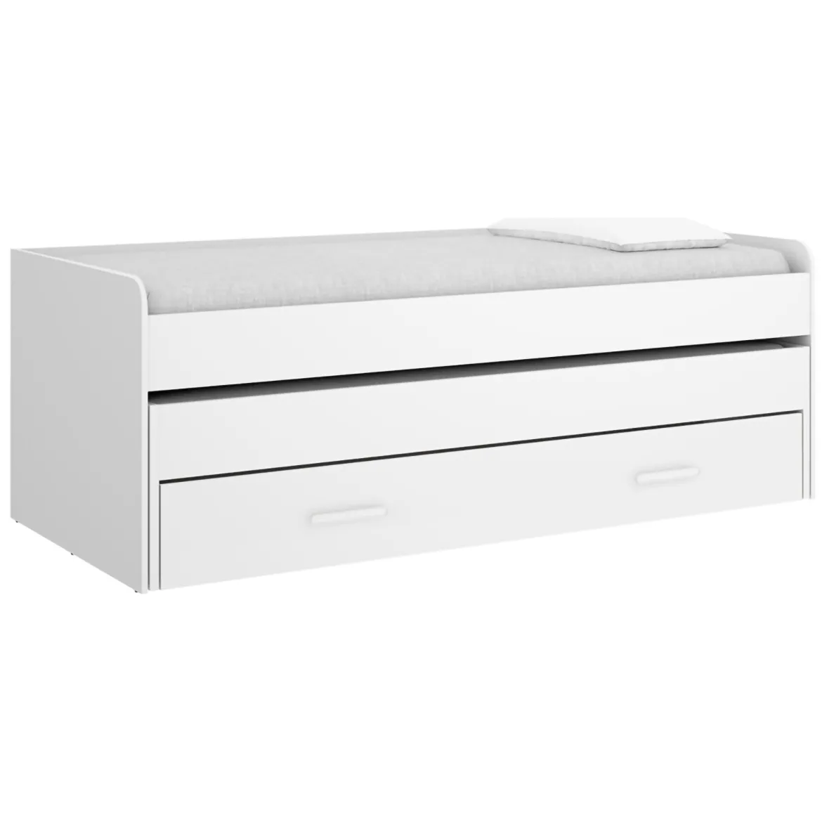 Letto per Bambini Bianco Contenitore Letto Superiore Adatto a Rete 90x200 cm Senza Piedini, Letto Inferiore Rete non Necessaria, - Glorenza
