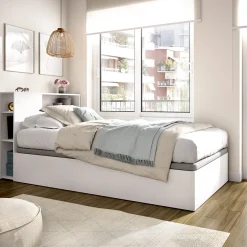 Letto per Bambini Bianco Contenitore, Dimensione Materasso 90x190 cm - Kenai