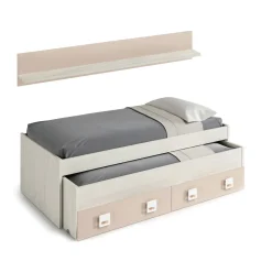 Letto per bambini compatto 199x96cm bianco e rosa - Asi