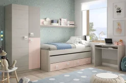 Letto per bambini compatto 199x96cm bianco e rosa - Asi