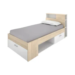 Letto per bambini moderno bianco e rovere 99x218cm adatto per materasso 90x190 cm - Adrielle